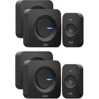 SEC24 DB706BV2 Draadloze Deurbel set met 4 Ontvangers zwart - Regelbaar Volume - 52x Melodie - Knipper LED - Zwart