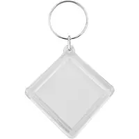 Combicraft Plexiglas sleutelhanger blanco ruit klein 48x48mm - 25 stuks