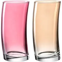 Leonardo Waterglazen Swing - Set van 2 - 450 ml - Roze/Geel