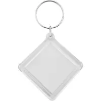 Combicraft Plexiglas sleutelhanger blanco ruit klein 48x48mm - 10 stuks