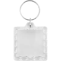 Combicraft Plexiglas sleutelhanger blanco vierkant geribbeld 39x39mm - 10 stuks