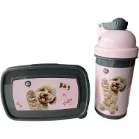 Paso waterfles en broodtrommel - bidon - lunchbox - drinkfles - 550 ml - 18,5x13x6cm - hond - puppy