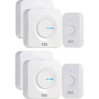 SEC24 DB706WV2 Draadloze Deurbel set met 4 Ontvangers wit - Regelbaar Volume en 52x Melodie - LED - Wit