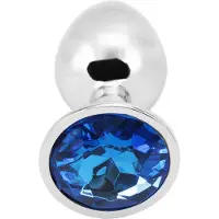 PLGZ - Rosebud Metalen Buttplug - Zilver - Donkerblauw - Verkrijgbaar in 3 maten Large