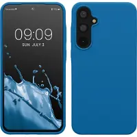 Kwmobile telefoonhoesje geschikt voor Samsung Galaxy A55 5G - Hoesje met siliconen coating - Smartphone case in rifblauw