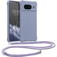Kwmobile telefoonhoesjegeschikt voor Google Pixel 8 - Hoesje van siliconen met telefoonkoord - In lavendel