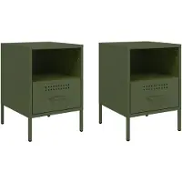 vidaXL Nachtkastjes 2 st 36x39x50,5 cm staal olijfgroen