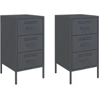 vidaXL Nachtkastjes 2 st 36x39x68 cm staal antracietkleurig