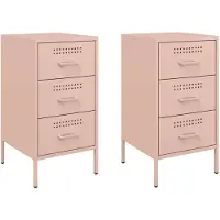 vidaXL Nachtkastjes 2 st 36x39x68 cm staal roze