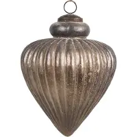 Clayre & Eef Kerstbal Overig Ø 13x17 cm Grijs Bruin Glas Kerstballen