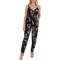 Sarcia.eu John Zack - Navy Bloemen Jumpsuit met Schouderbanden