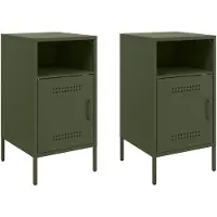 vidaXL Nachtkastjes 2 st 36x39x68 cm staal olijfgroen