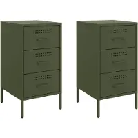 vidaXL Nachtkastjes 2 st 36x39x68 cm staal olijfgroen