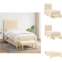 vidaXL Boxspring met matras stof crèmekleurig 100x200 cm