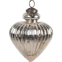 Clayre & Eef Kerstbal Overig Ø 10x12 cm Zilverkleurig Glas Kerstballen