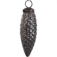 Clayre & Eef Kerstbal Overig Ø 5x11 cm Zilverkleurig Bruin Glas Kerstballen