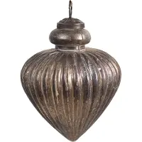 Clayre & Eef Kerstbal Overig Ø 10x12 cm Grijs Bruin Glas Kerstballen