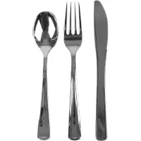Urban Living BBQ/verjaardag/camping bestek voor 60 personen - 180x - stevig kunststof - 17 cm - zilver - herbruikbaar