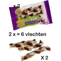 Braaaf 2 X twister vlecht klein 12.5 cm RAWHIDE tandverzorgend. Honden worden hier zeer blij van lange stroken , geen kleine gevaarlijke stukjes