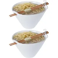 Excellent houseware Ramen bowl - 2x - inclusief chopsticks - porselein - noodle kom set