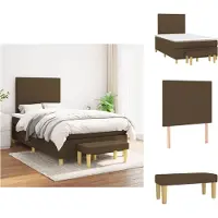 vidaXL Boxspring met matras stof donkerbruin 120x200 cm