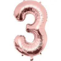 Paper Dreams Folieballon 3 roségoud - 86 cm - Rosé Goud - geschikt voor helium of lucht - incl. papieren rietje