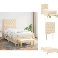 vidaXL Boxspring met matras stof crèmekleurig 80x200 cm