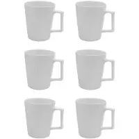 Intirilife 6x koffiekop in wit een inhoud van 400 ml - 12.5 x 7.1 / 9.4 x 10.5 cm - theekopje mok met geribbeld patroon