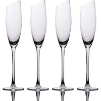 Intirilife 4x champagneglas met moderne rand - 150 ml inhoud - mousserende wijn prosecco glas vaatwasserbestendig