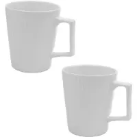 Intirilife 2x koffiekop in wit een inhoud van 400 ml - 12.5 x 7.1 / 9.4 x 10.5 cm - theekopje mok met geribbeld patroon