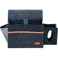 Intirilife bedtas, nachtkastje zak van vilt in donkergrijs - 41 / 29 x 11.3 x 19.5 cm - zak voor sofa armleuning