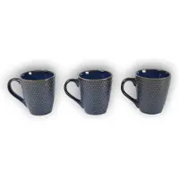 Merkloos 3x Luxe Keramische Beker Set - Koffie- en Theebekers, 200ml Capaciteit, blauw Kleur