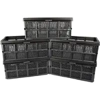Merkloos Vertrouwen Opbergen: Zwarte Vouwkrat 32 Liter 5 Stuks Innovatief Design Met 50x21x33cm De Beste Keuze voor het