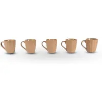 Merkloos 5x Luxe Keramische Beker Set - Koffie- en Theebekers, 200ml Capaciteit, Beige Kleur
