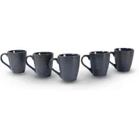 Merkloos 5x Luxe Keramische Beker Set - Koffie- en Theebekers, 200ml Capaciteit, blauw Kleur