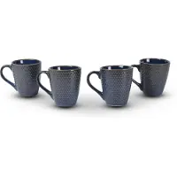 Merkloos 4x Luxe Keramische Beker Set - Koffie- en Theebekers, 200ml Capaciteit, blauw Kleur