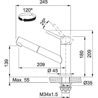 Franke Orbit - Keukenkraan FC 9461 met uittrekbare handdouche, rvs 115.0569.461