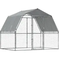 vidaXL Hondenkennel met dak en deur gegalvaniseerd staal zilverkleurig
