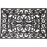 Esschert Design Deurmat - 2x - Rubber - schoonloopmat - zwart - klassieke print - 60 x 40 cm - Deurmatten