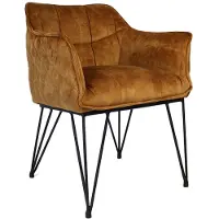 Bronx Velvet eetkamerstoel Jayron oker geel/cognac
