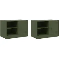vidaXL Nachtkastjes 2 st 67x39x44 cm staal olijfgroen