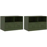 vidaXL Nachtkastjes 2 st 67x39x44 cm staal olijfgroen
