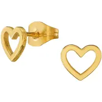 Traveller Oorbellen - Oorstekers Dames - Goudkleurig - Hart - Edelstaal - 6x7 mm - Verguld - 166339