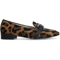 Manfield Suède leopard loafers met chain | Maat 36