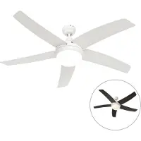QAZQA Smart plafondventilator wit met hout print 132cm incl. LED dimbaar met afstandsbediening - Cool