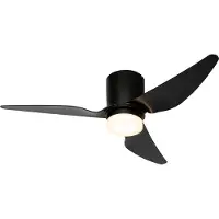 QAZQA Plafondventilator zwart 123cm incl. LED dimbaar met afstandsbediening - Patty