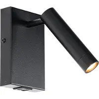 QAZQA Moderne wandlamp zwart met verstelbare USB - Croft