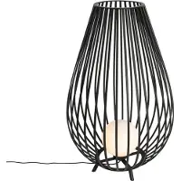 QAZQA Design vloerlamp zwart met opaal 110 cm IP44 - Angela