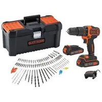 Black & Decker Accu Klopboormachine | 18V | Incl. 2x 1.5Ah accu's en 400mA oplader + 100 accessoires in opbergkoffer - BCD700C2AMB-QW