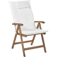 Beliani AMANTEA - Tuinstoel set van 6 - Donkerbruin/Wit - Acaciahout